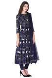 Navy layered anarkali set - Kavvach 