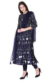 Navy layered anarkali set - Kavvach 