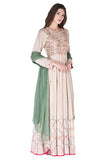 Beige long anarkali set - Kavvach 