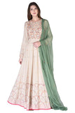 Beige long anarkali set - Kavvach 