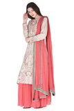 Peach embroidered sharara set - Kavvach 