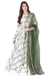 Ivory and green anarkali set - Kavvach 