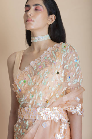 Peach Embroidered Belt - Kavvach 