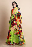 Printed And Embroidered Dress In Cotton Silk - Kavvach 
