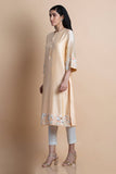 Peach Embroidered Tunic In Chanderi - Kavvach 