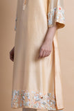 Peach Embroidered Tunic In Chanderi - Kavvach 