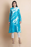 Azure Blue Printed Kurta In Chanderi - Kavvach 