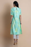 Mint Printed Kurta In Chanderi - Kavvach 