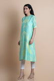 Mint Printed Kurta In Chanderi - Kavvach 