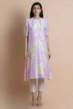 Lavender Printed Kurta In Chanderi - Kavvach 