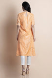 Peach Printed & Embroidered Kurta - Kavvach 