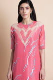 Rose Pink Printed & Embroidered Kurta - Kavvach 
