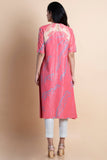 Rose Pink Printed & Embroidered Kurta - Kavvach 