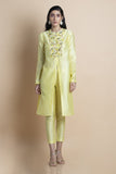 Lime Yellow Hand Embroidered Tunic - Kavvach 