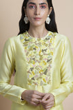 Lime Yellow Hand Embroidered Tunic - Kavvach 