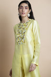 Lime Yellow Hand Embroidered Tunic - Kavvach 