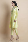 Lime Yellow Hand Embroidered Tunic - Kavvach 