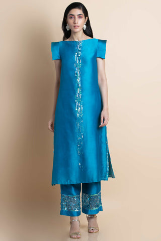 Skydive Boatneck Kurta Set - Kavvach 