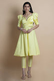 Yellow Embroidered Kurta Set - Kavvach 
