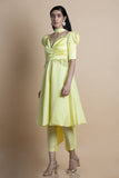 Yellow Embroidered Kurta Set - Kavvach 