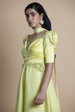 Yellow Embroidered Kurta Set - Kavvach 