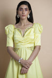 Yellow Embroidered Kurta Set - Kavvach 