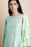 Mint Frilled Pleated Sleeve Kurta Set - Kavvach 