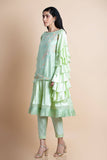 Mint Frilled Pleated Sleeve Kurta Set - Kavvach 