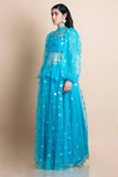 Azure Blue Organza Lehenga Set - Kavvach 