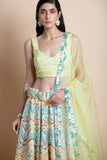 Printed and embroidered lehenga set - Kavvach 