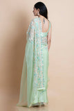 Neo Mint Embroidered Silk Organza Saree - Kavvach 