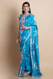 Blue Printed & Embroidered Saree - Kavvach 