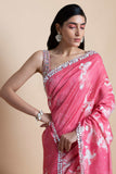 Pink Printed & Embroidered Saree - Kavvach 