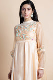 Peach Embroidered Kurta Set - Kavvach 