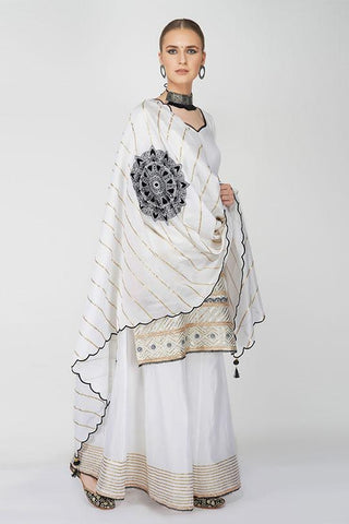 White Chanderi Sharara Set - Kavvach 