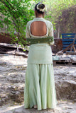 Pistachio Green Backless Kalidar Sharara Suit - Kavvach 