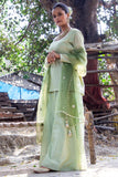 Pistachio Green Backless Kalidar Sharara Suit - Kavvach 