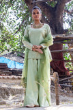 Pistachio Green Backless Kalidar Sharara Suit - Kavvach 