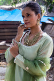 Pistachio Green Backless Kalidar Sharara Suit - Kavvach 