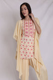 Ikka Printed Kurta with Dhoti and Drape Dupatta