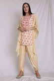 Ikka Printed Kurta with Dhoti and Drape Dupatta
