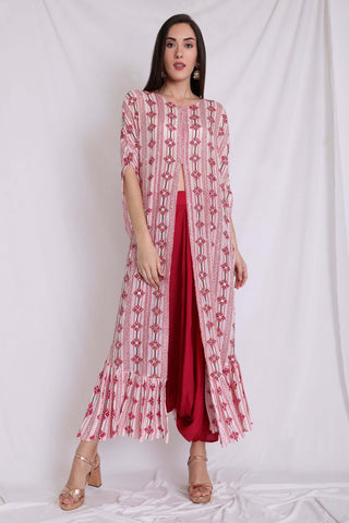 Ruffle Cape with Dhoti Pants