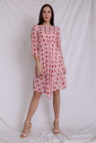 Linear Printed Inverted Pleated Dress