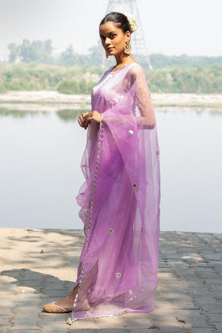 Pastel Lilac Saree Drape Gown - Kavvach 