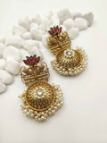 Red Jaal Work Earrings by Yuvaan Jewels - Kavvach 