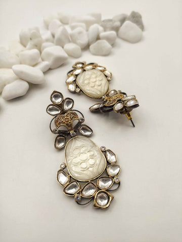 White Drop Earrings For Women by Yuvaan Jewels - Kavvach 