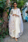 Off-white Banarsi Booti Embroidered Suit - Kavvach 