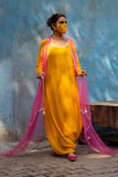 Alphonso Yellow Gown with Fuchsia Cape - Kavvach 